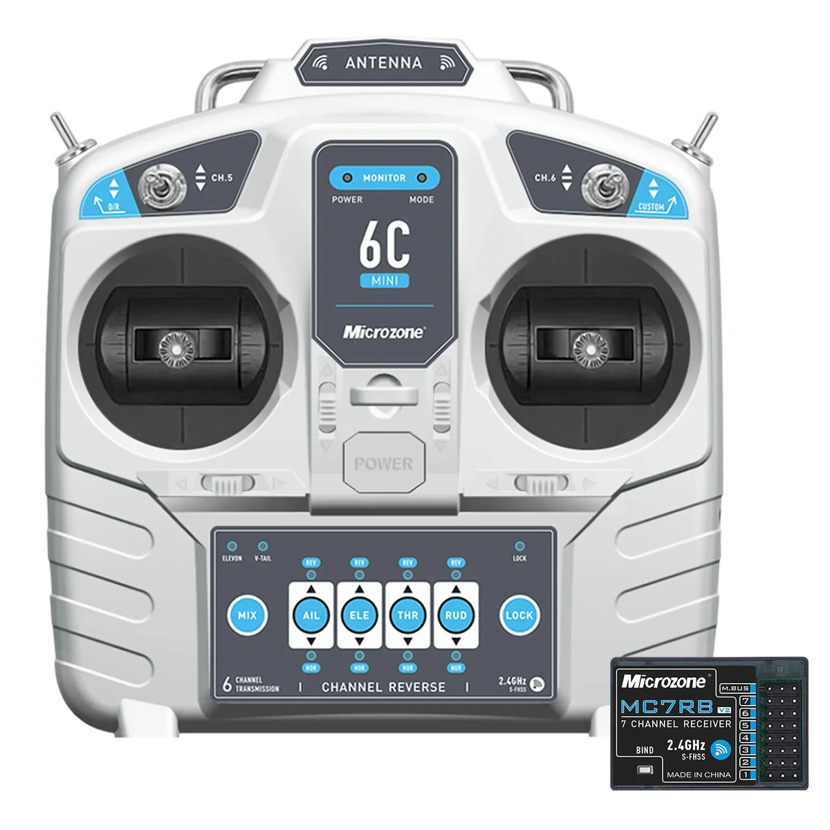 Microzone 6CH Remote Controller Mode 2 for RC Airplane Drone Multirotor Helicopter Car Boat
