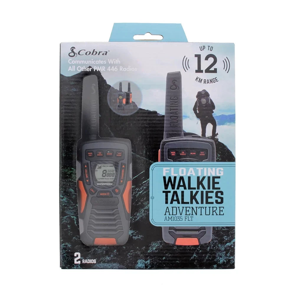 Cobra ACXT1035R FLT CAMO Fluid Walkie Talkies for Adults - Rechargeable, Floats, 22 Channels, Long Range 37-Mile Two-Way Radio Set (2-Pack)
