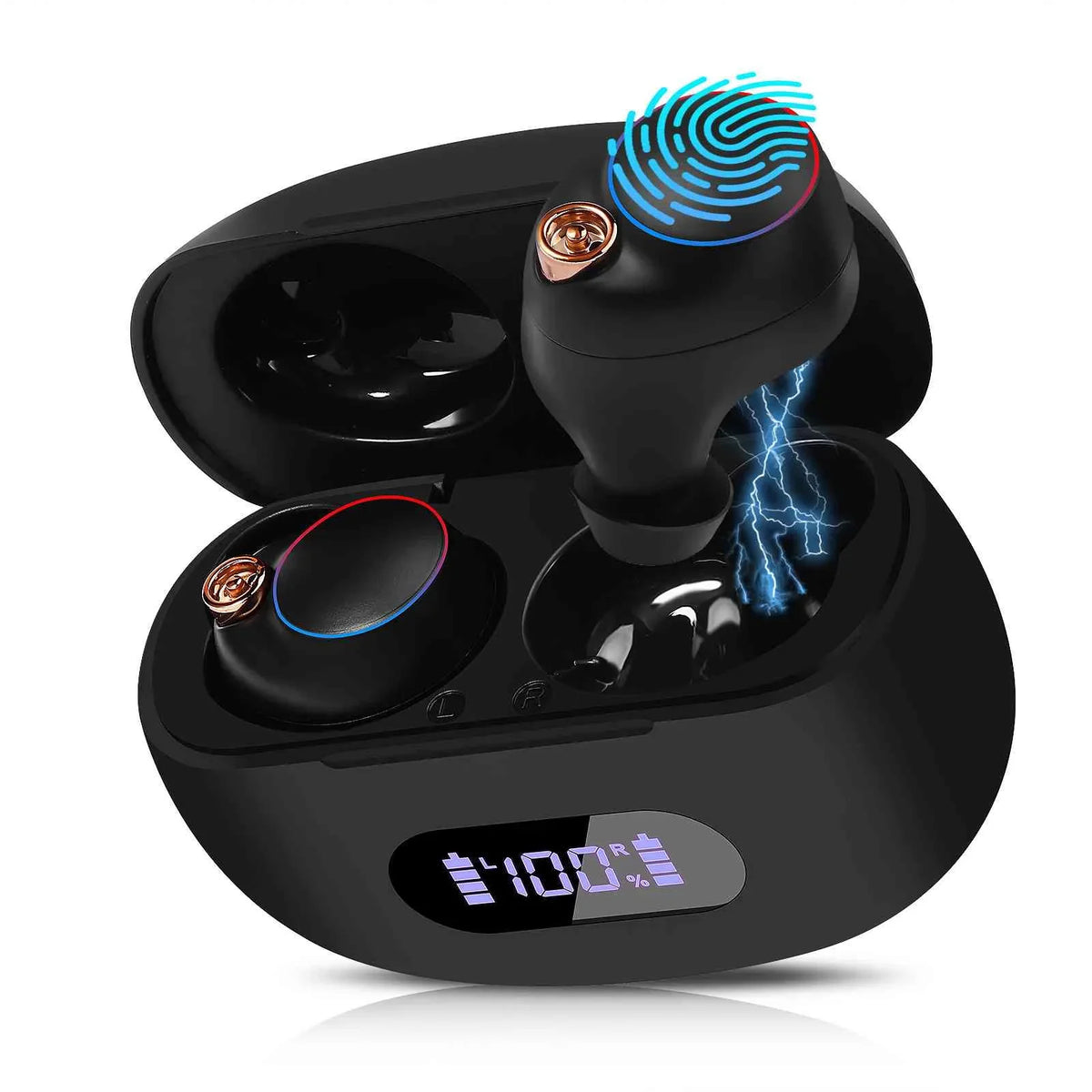 UrbanX True Wireless Bluetooth Earbuds + Charging Case, Black, Dual Connect, IPX5 Liquid Resistance, Bluetooth 5.2 Connection, Balanced, Bass Boost Compatible with Tab P11 Plus