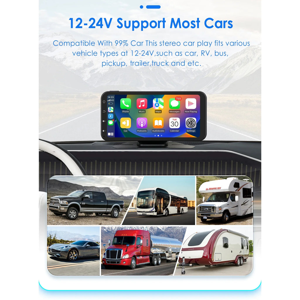 Hizpo GPS Navigation Bluetooth 6.25 Inch Monitor 360° Adjustable FM Car Radio Stereo Head Unit Receiver With Carplay Android Auto And Backup Camera