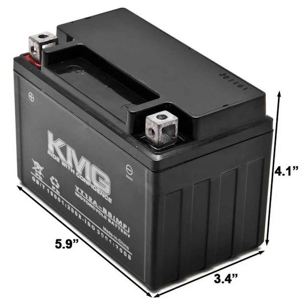 KMG Battery Compatible with Suzuki 1000 GSX-R1000 2005-2012 YT12A-BS Sealed Maintenance Free Battery High Capability 12V SMF OEM Replacement Powersport Motorcycle ATV Scooter Snowmobile