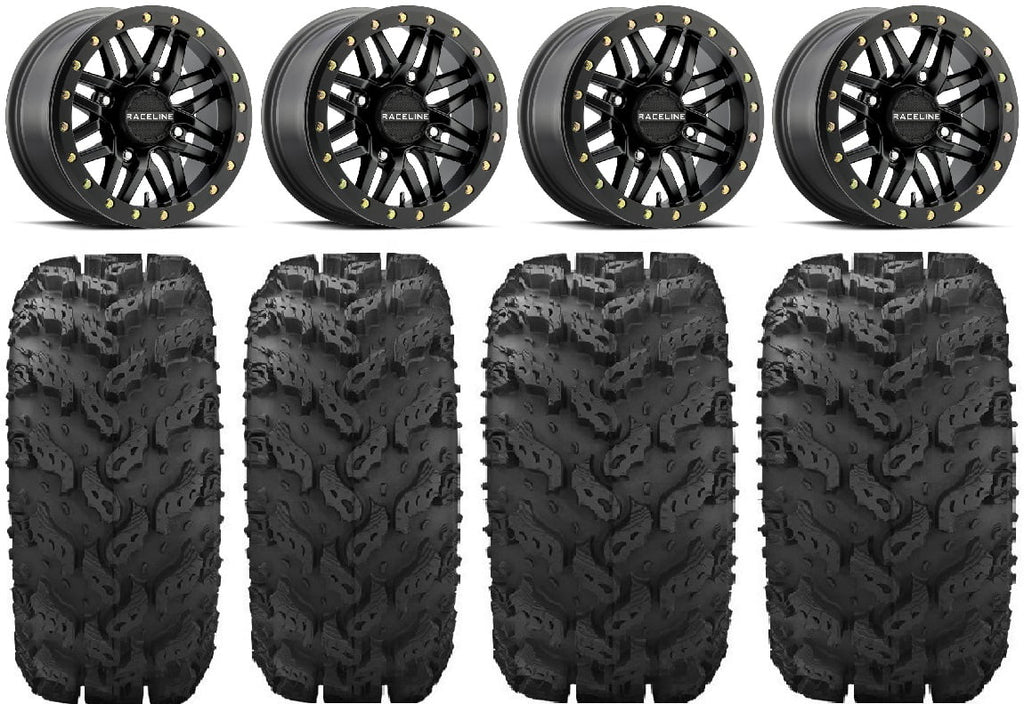 Raceline Ryno Bdlk 14" Bk Wheels 27" Reptile Tires Kawasaki Mule Pro FXT
