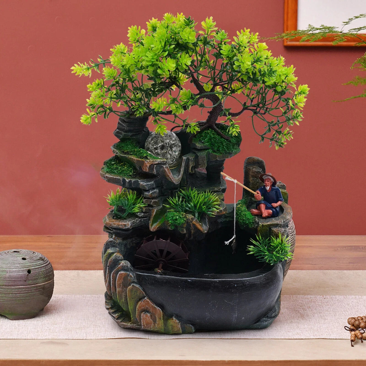 ZhdnBhnos Rockery Fluid Fluid Fountains Desktop Ornament Indoor Feng Shui Zen Table Decoration with LED Light