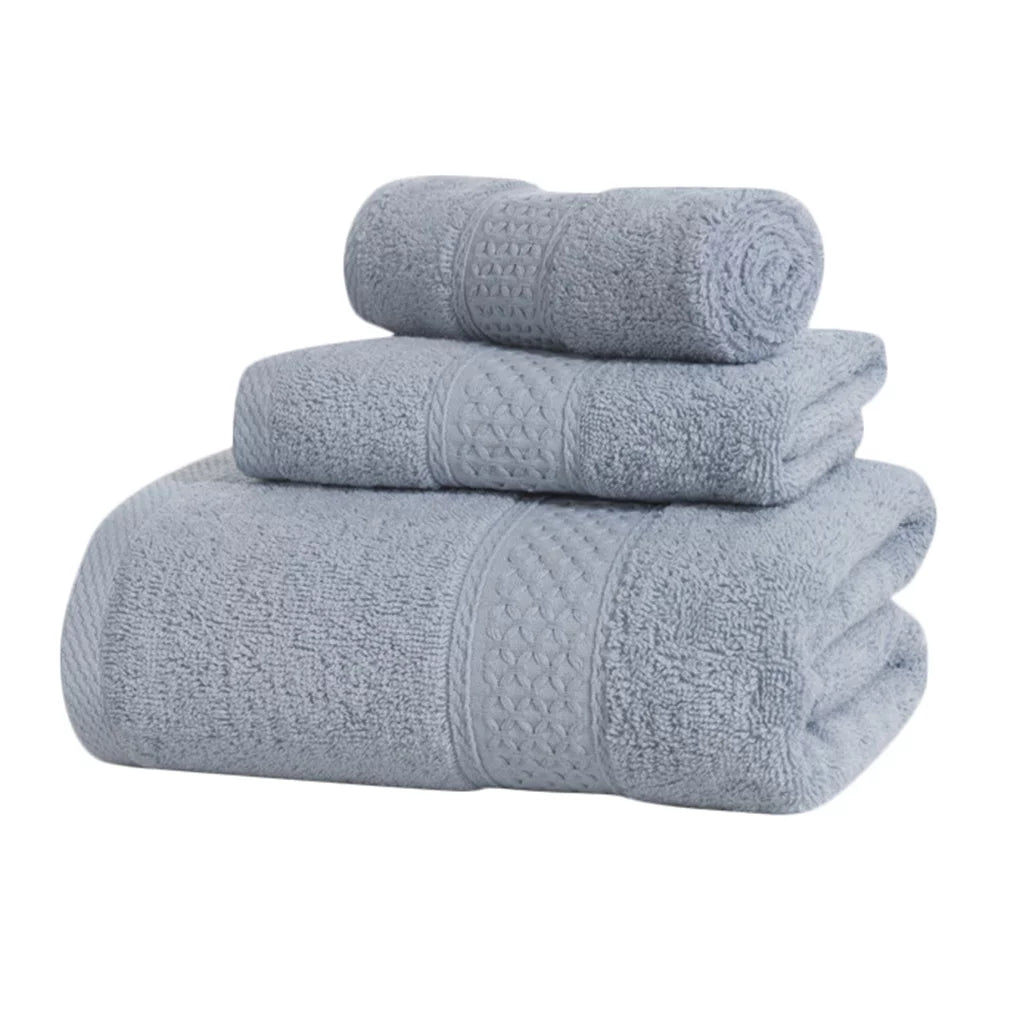 3 Pcs/set Home Hotel Cotton Towel Hands Face Body Liquid Sweat Absorption Cleaning Drying Towel, Medium Grey