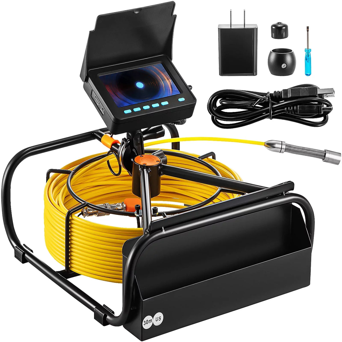 BENTISM Sewer Camera 98.4 FT, Tube Inspection Camera 4.3 Inch TFT LCD Monitor Channel Camera, Duct Inspection Camera with 6PCS LED, 8500MAH Lithium Battery, DVR Function, 30M