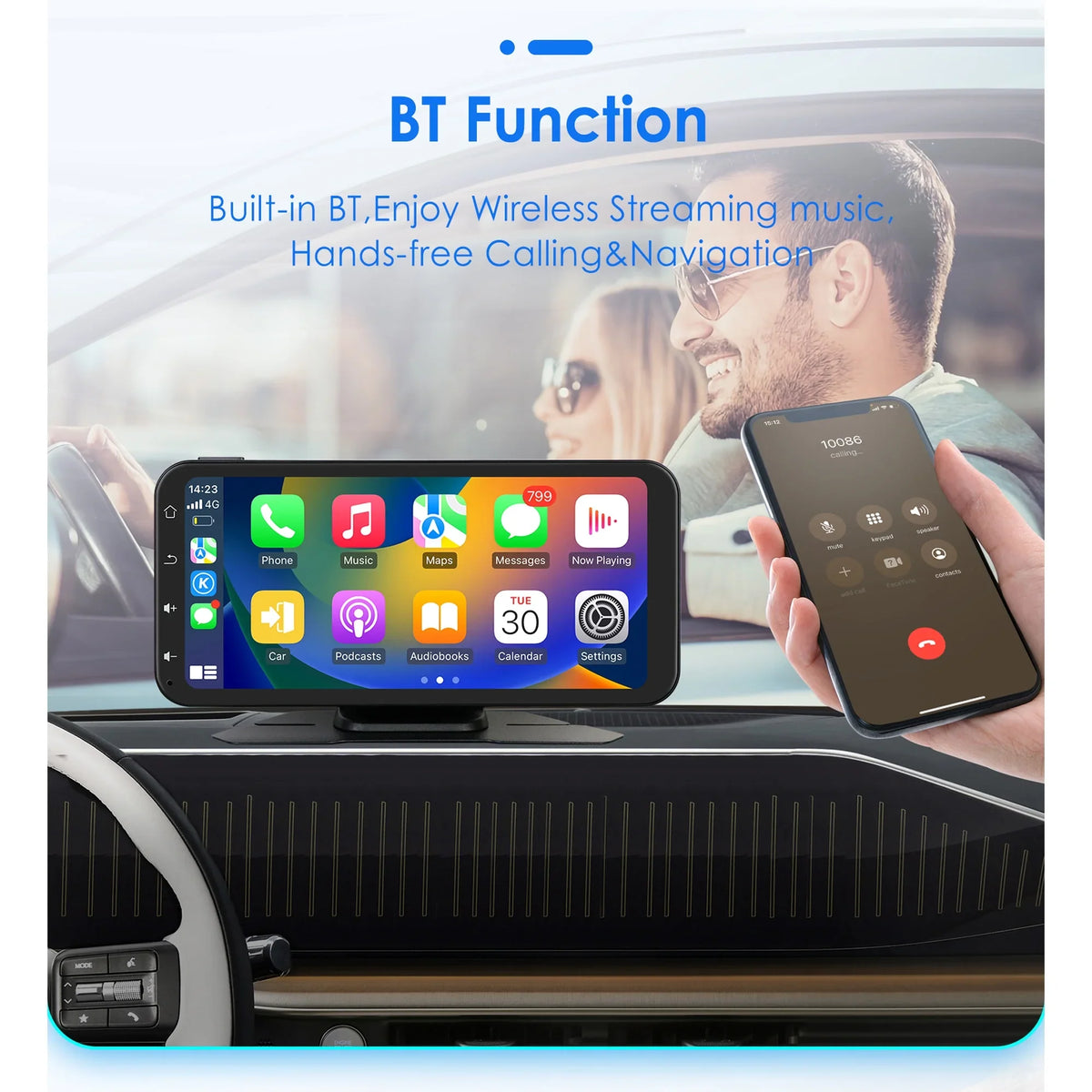 Hizpo GPS Navigation Bluetooth 6.25 Inch Monitor 360° Adjustable FM Car Radio Stereo Head Unit Receiver With Carplay Android Auto And Backup Camera