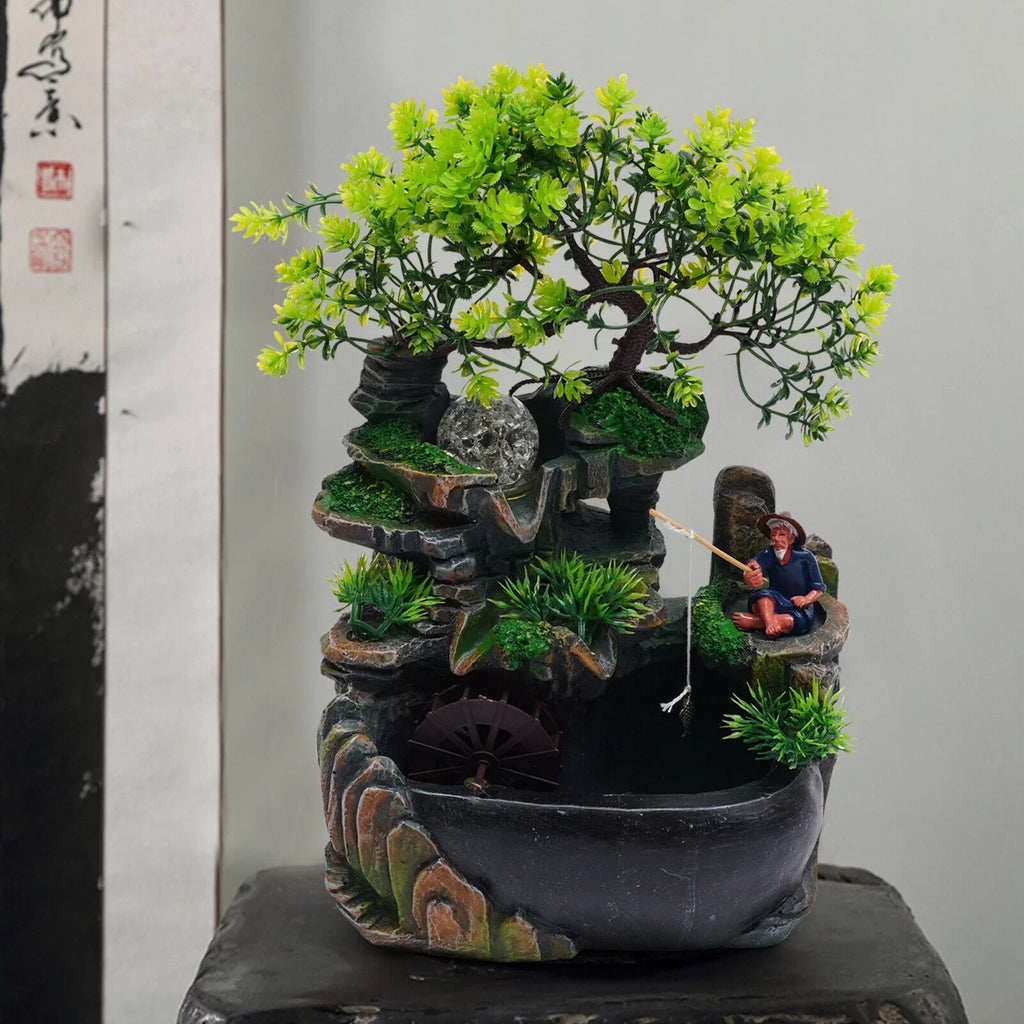 ZhdnBhnos Rockery Fluid Fluid Fountains Desktop Ornament Indoor Feng Shui Zen Table Decoration with LED Light