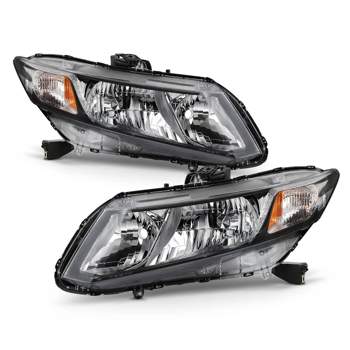 AKKON - Fits 2012 2013 2014 2015 Honda Civic Sedan 12-13 Coupe [Halogen Type] Chrome Headlights Pair Headlamps Left+Right