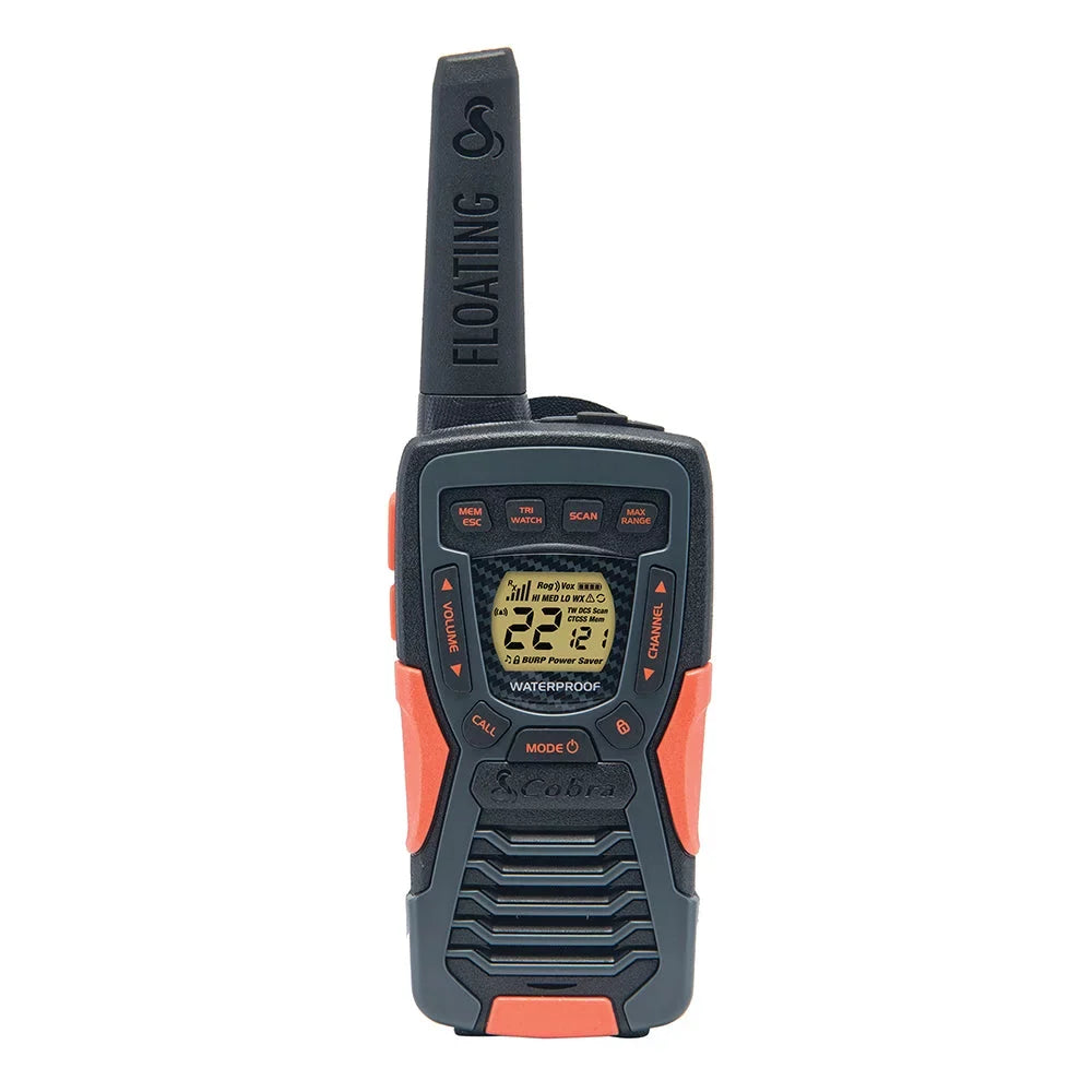 Cobra ACXT1035R FLT CAMO Fluid Walkie Talkies for Adults - Rechargeable, Floats, 22 Channels, Long Range 37-Mile Two-Way Radio Set (2-Pack)