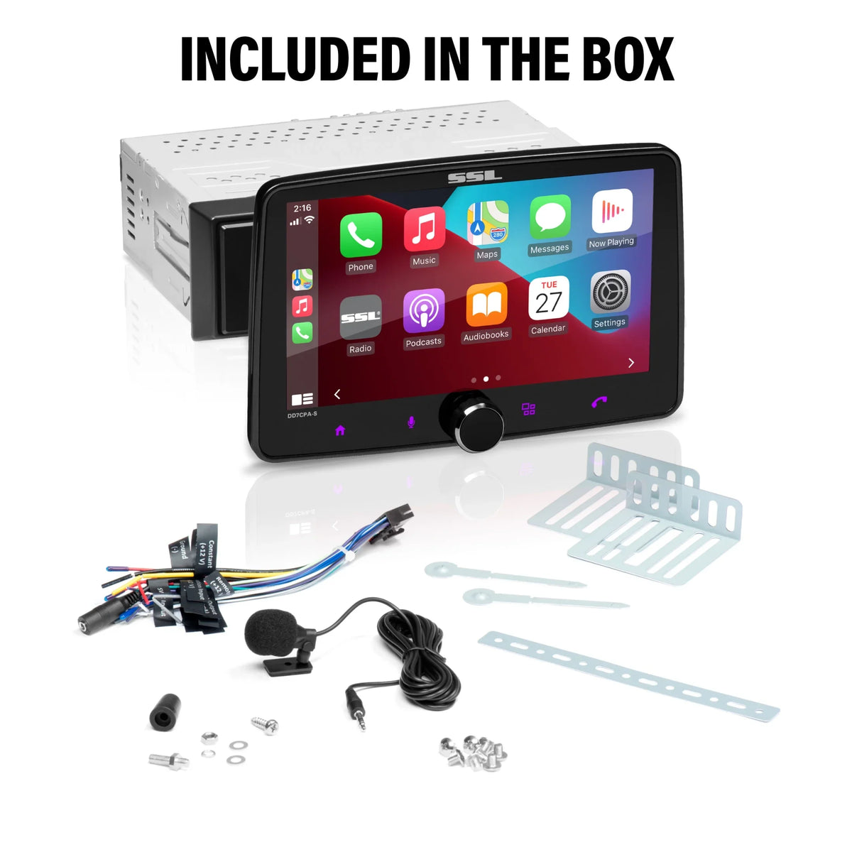 Sound Storm Laboratories DD7CPA-S Car Audio Stereo System - CarPlay, Android Auto, Single Din with 7 Inch Display Bluetooth Audio & Calling Head Unit, No CD Player, Radio Receiver
