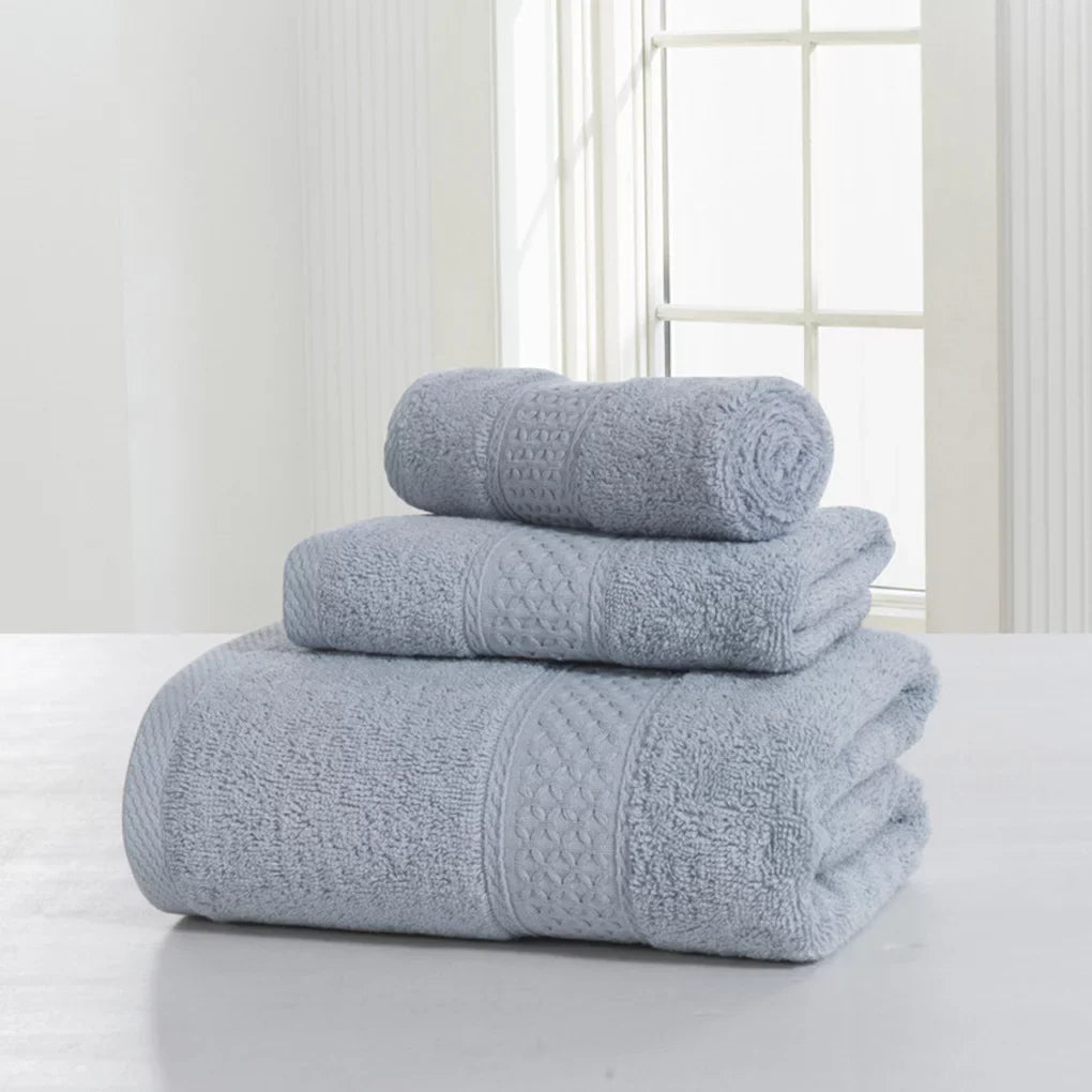 3 Pcs/set Home Hotel Cotton Towel Hands Face Body Liquid Sweat Absorption Cleaning Drying Towel, Medium Grey