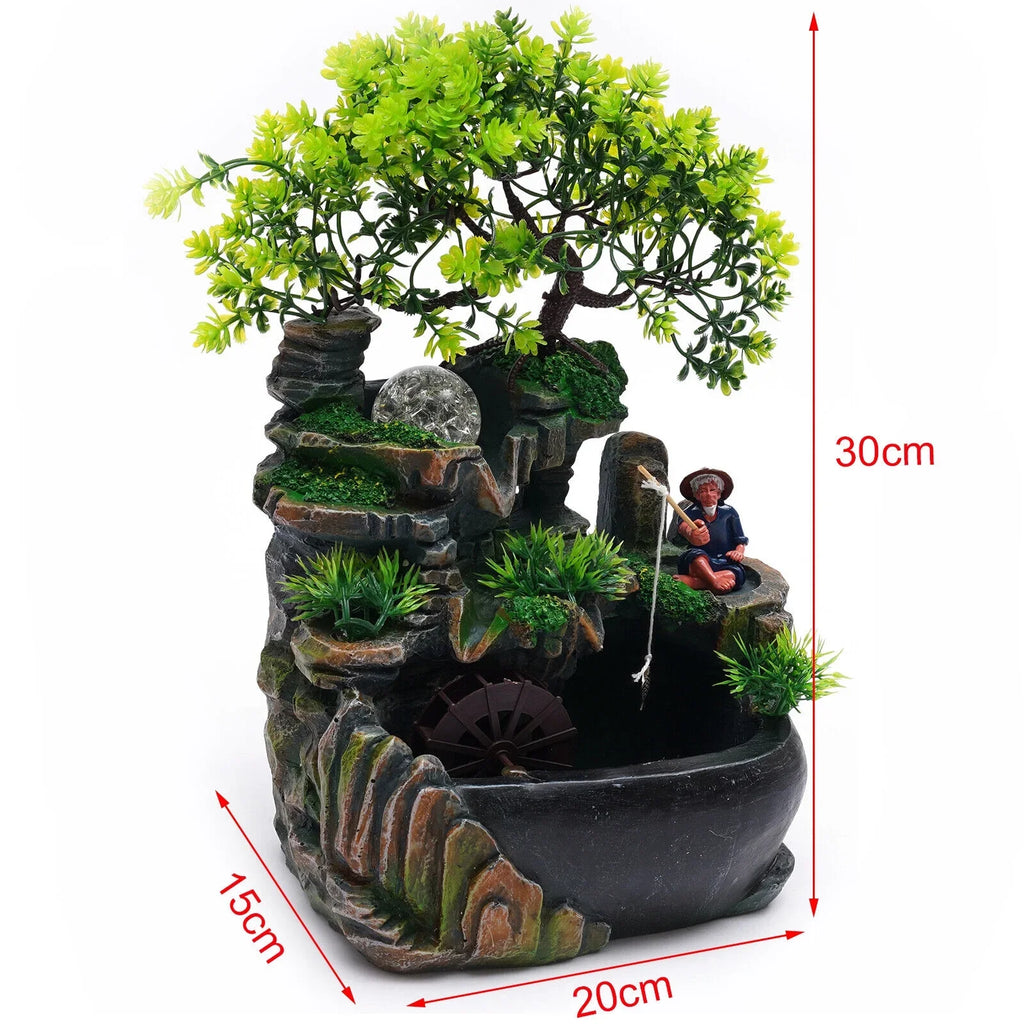 ZhdnBhnos Rockery Fluid Fluid Fountains Desktop Ornament Indoor Feng Shui Zen Table Decoration with LED Light