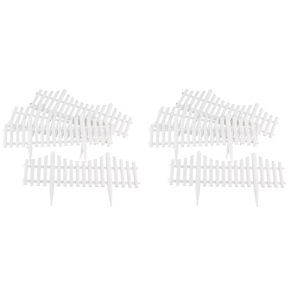 Flexible Fence Edging - Decorative Pickets (6"-13" High), Interlocking Design for Circle, Corner, or Straight Fences - 8' Border (8 Pieces, 24" Each)