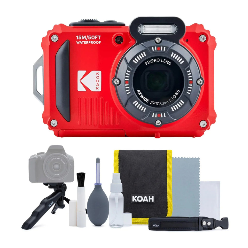 Kodak Pixpro WPZ2 Liquid Shockproof 16MP 4x 2.7-Inch LCD Camera (Red) Bundle