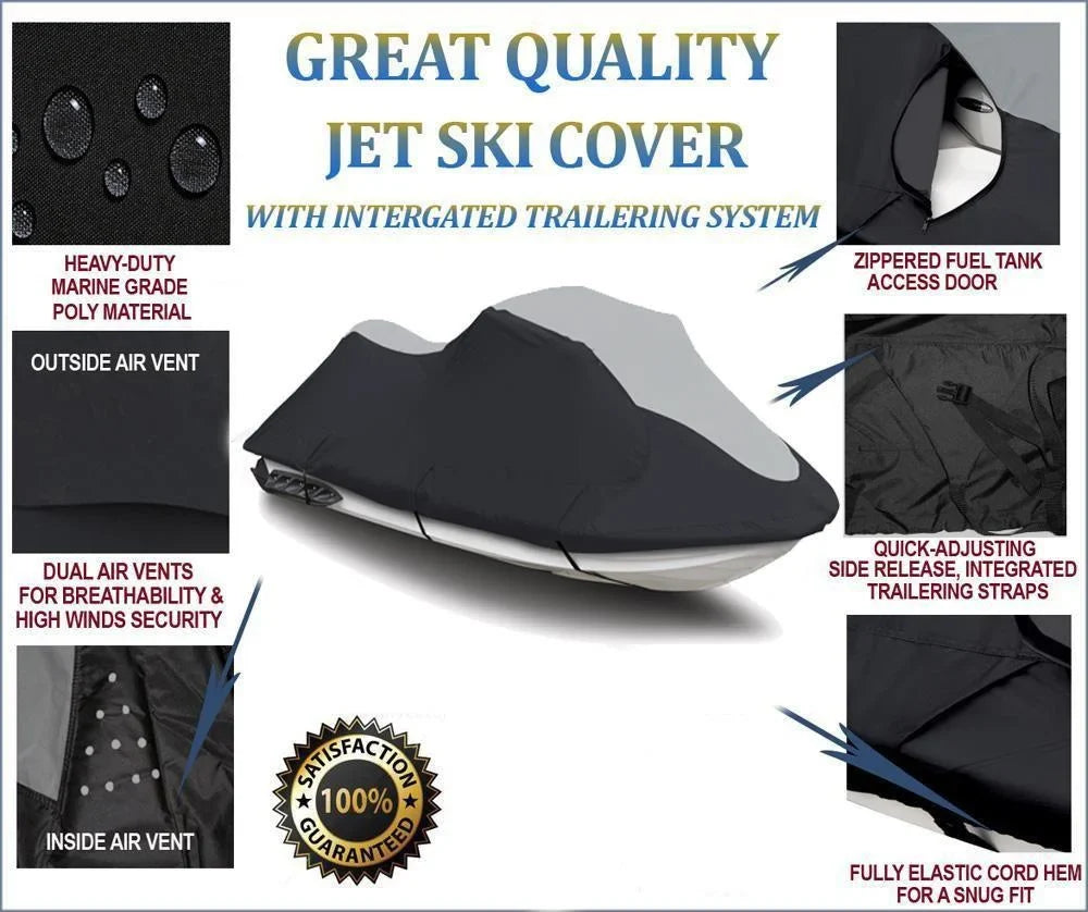 SUPER HEAVY-DUTY Jet Ski PWC Liquid Cover Compatible for Kawasaki 1200 STX-R 2002-2005 Trailerable TOP OF THE LINE