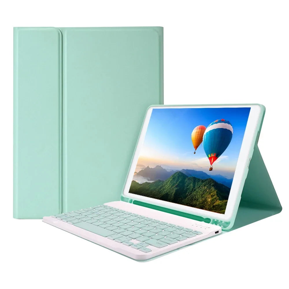 Detachable BT Keyboard Case with Elastic Pen Slot Compatible with iPad Pro 10.5/ Air3 10.5 2019/ iPad 10.2 2020 Green