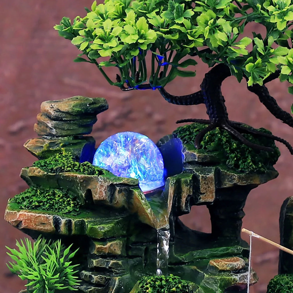 ZhdnBhnos Rockery Fluid Fluid Fountains Desktop Ornament Indoor Feng Shui Zen Table Decoration with LED Light