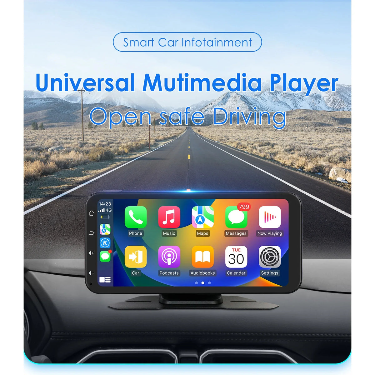Hizpo GPS Navigation Bluetooth 6.25 Inch Monitor 360° Adjustable FM Car Radio Stereo Head Unit Receiver With Carplay Android Auto And Backup Camera