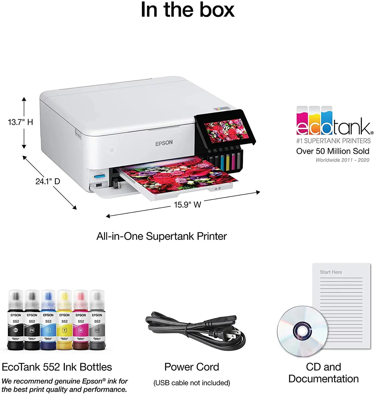 Epson EcoTank Photo ET-8500 C11CJ20201 All-in-One Printer - White