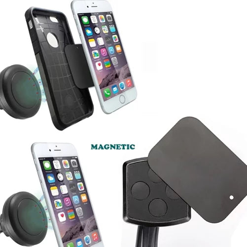 Air Vent Magnetic Car Mount w 4.8Amp Retractable Charger for K8+ (2018) - Motorola Moto G5 PLUS (XT1687) E5 Plus E4 PLUS G6 Play, Droid Turbo 2 - Galaxy Sky, S7 S6 S5, On5