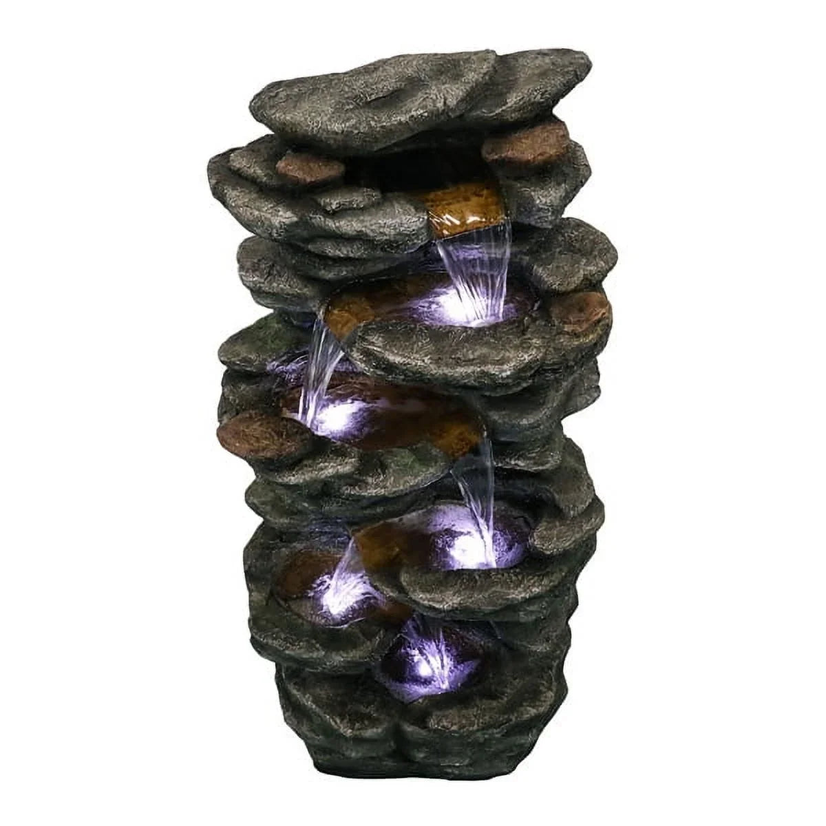 Fithood 40inches High Rocks Outdoor Cascading Fluid with LED Lights, Soothing Tranquility for Home Garden, Yard Decor