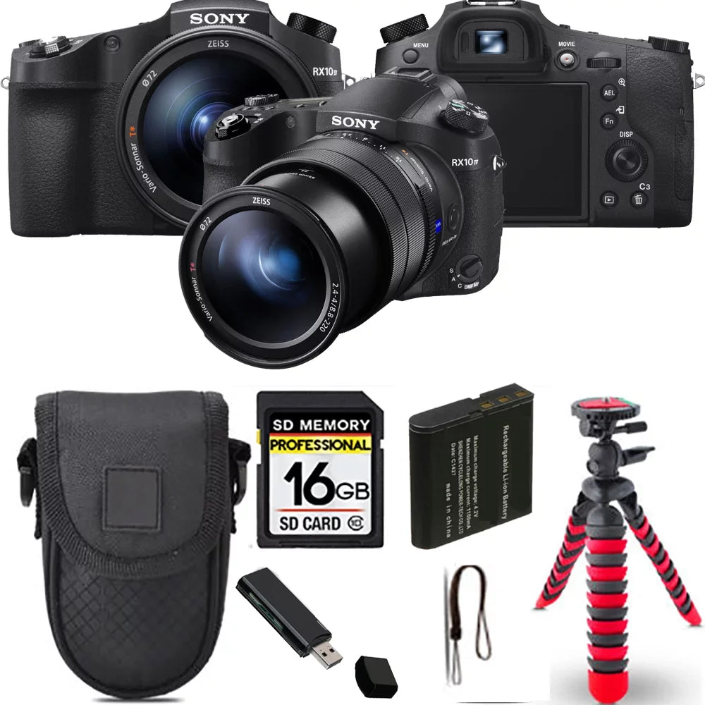 Cyber-shot DSC-RX10 IV Digital Camera+ Spider Tripod + Case - 16GB Kit