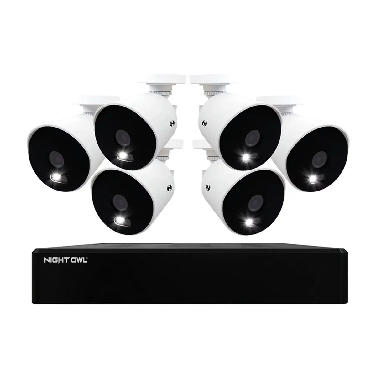 Night Owl Refurbished 12 Channel 4K DVR with 1TB Hard Drive and 6 Wired 4K Spotlight Cameras
