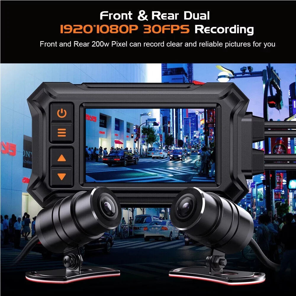 3" Motorcycle Dash Camera A12 Liquid GPS WIFI 1080P Front Rear Night Vision