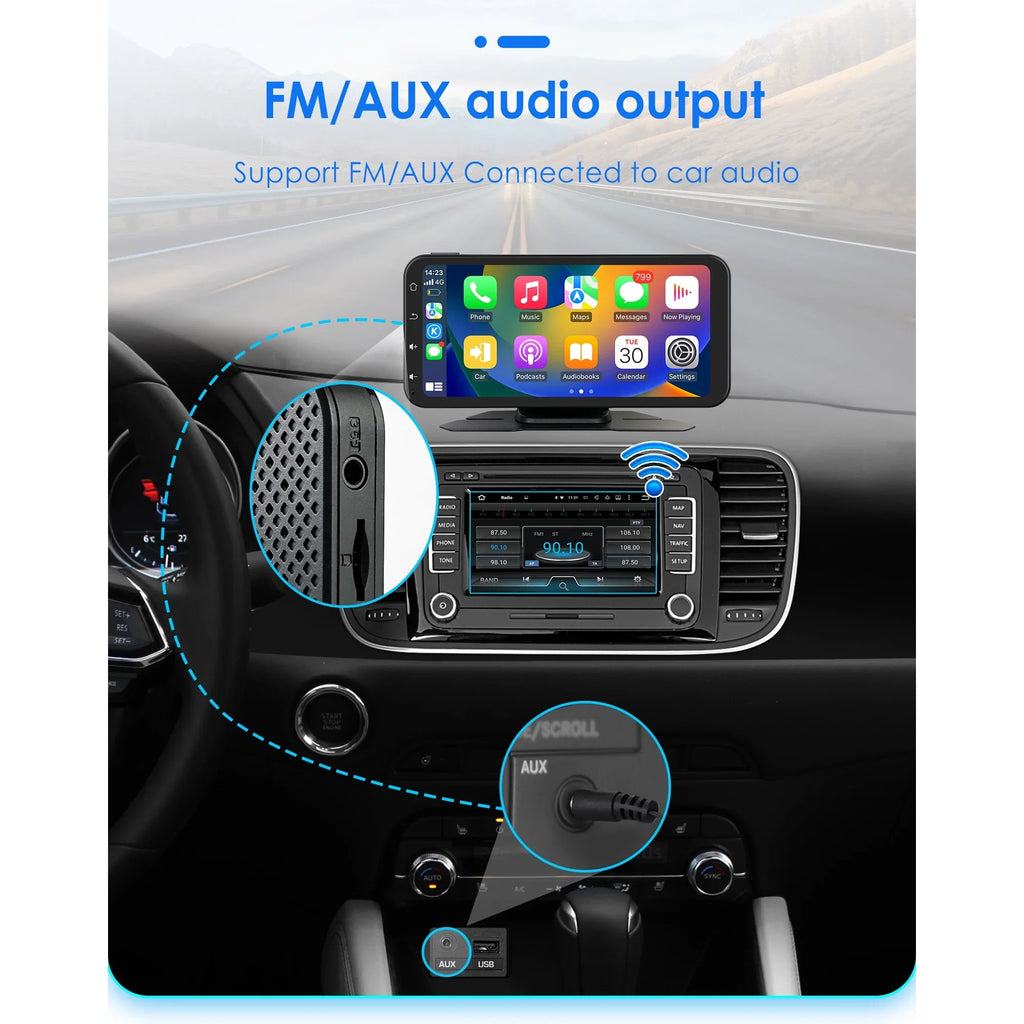 Hizpo GPS Navigation Bluetooth 6.25 Inch Monitor 360° Adjustable FM Car Radio Stereo Head Unit Receiver With Carplay Android Auto And Backup Camera