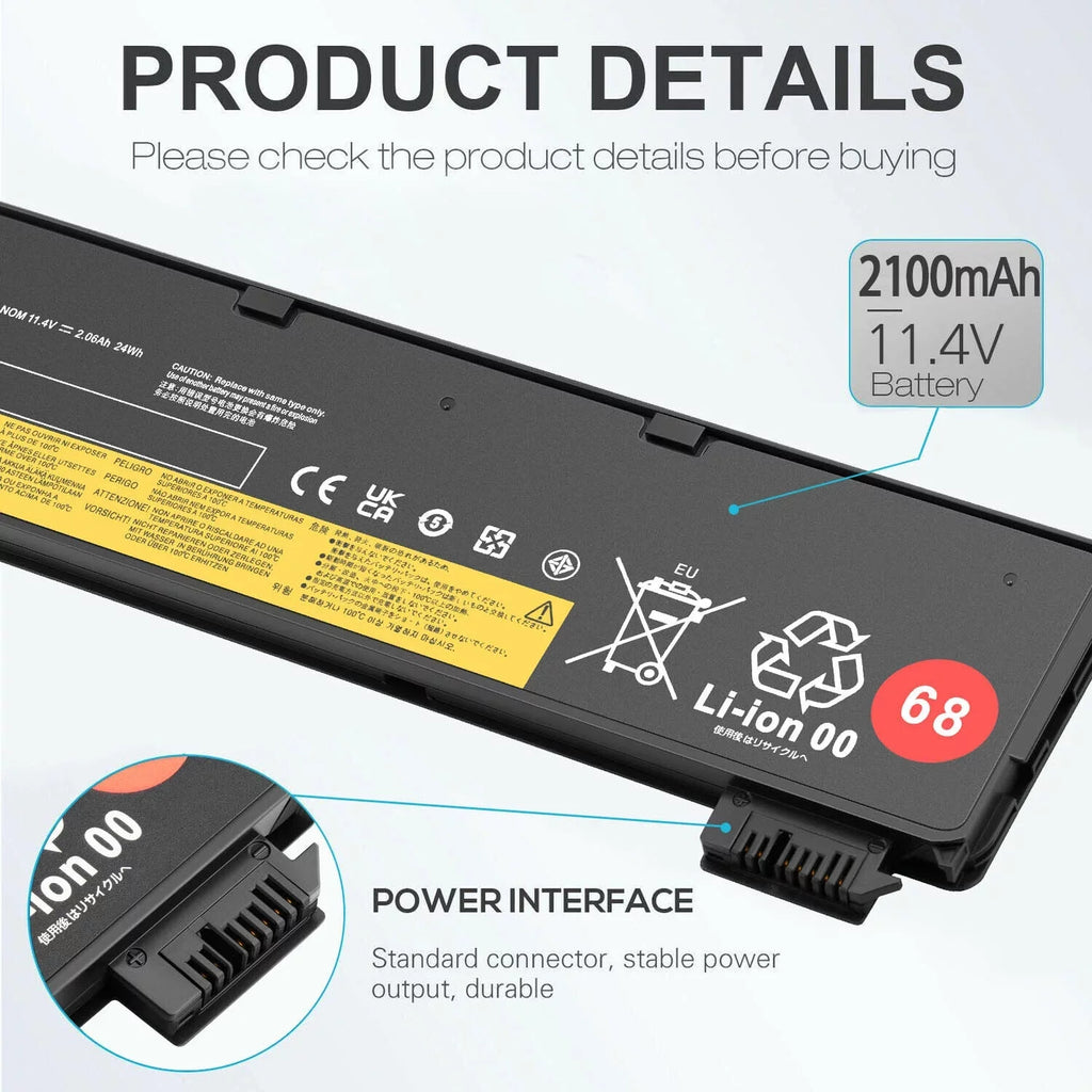 10x Battery 68 X240 for ThinkPad T440 X250 T450s 45N1126 45N1127 45N1127