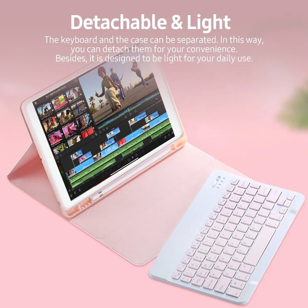 Detachable BT Keyboard Case with Elastic Pen Slot Compatible with iPad Pro 10.5/ Air3 10.5 2019/ iPad 10.2 2020 Green