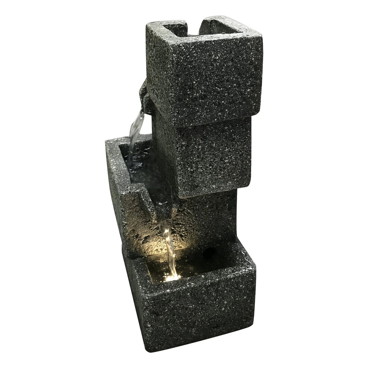 Concrete Crates Fountain With Warm White LED Lights
