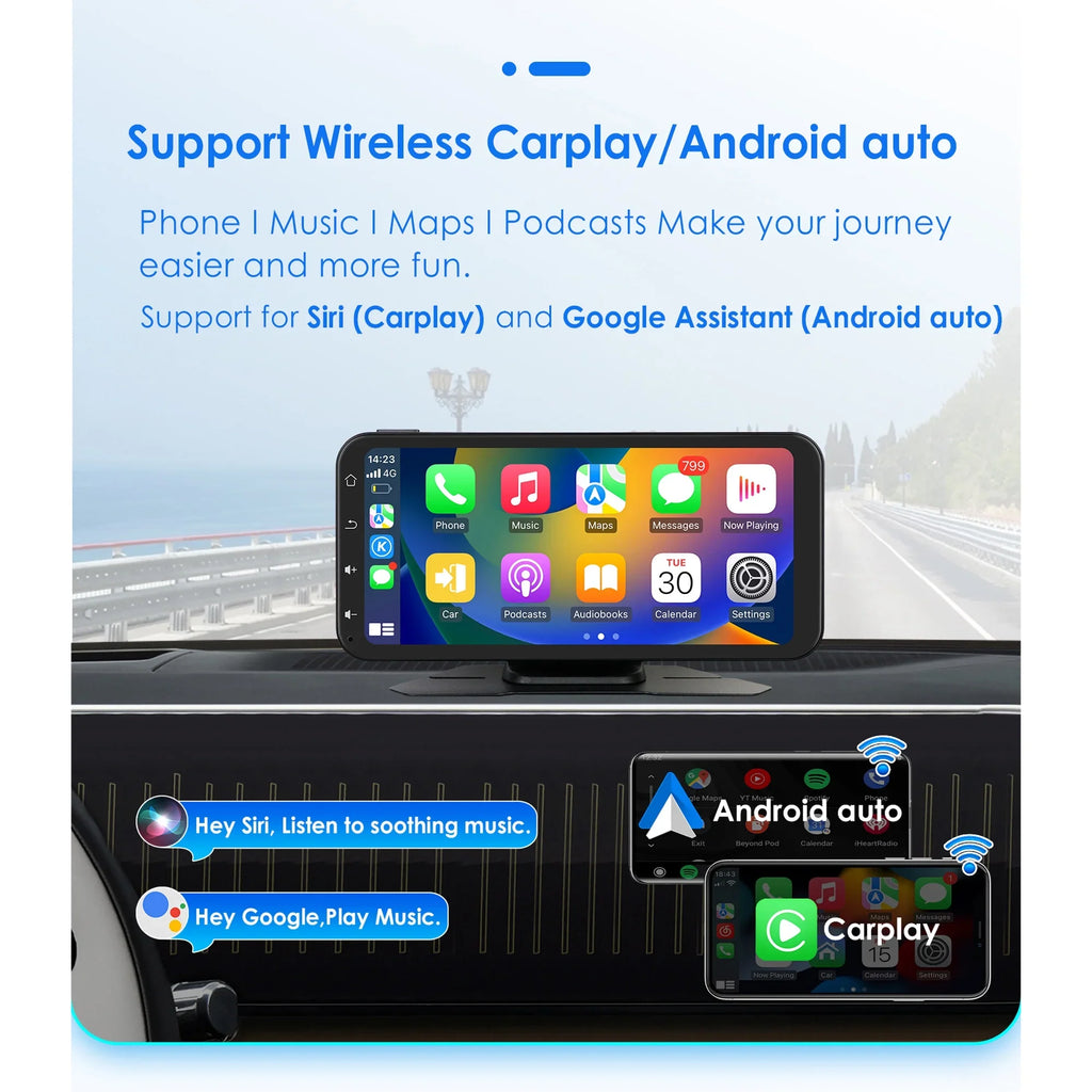 Hizpo GPS Navigation Bluetooth 6.25 Inch Monitor 360° Adjustable FM Car Radio Stereo Head Unit Receiver With Carplay Android Auto And Backup Camera