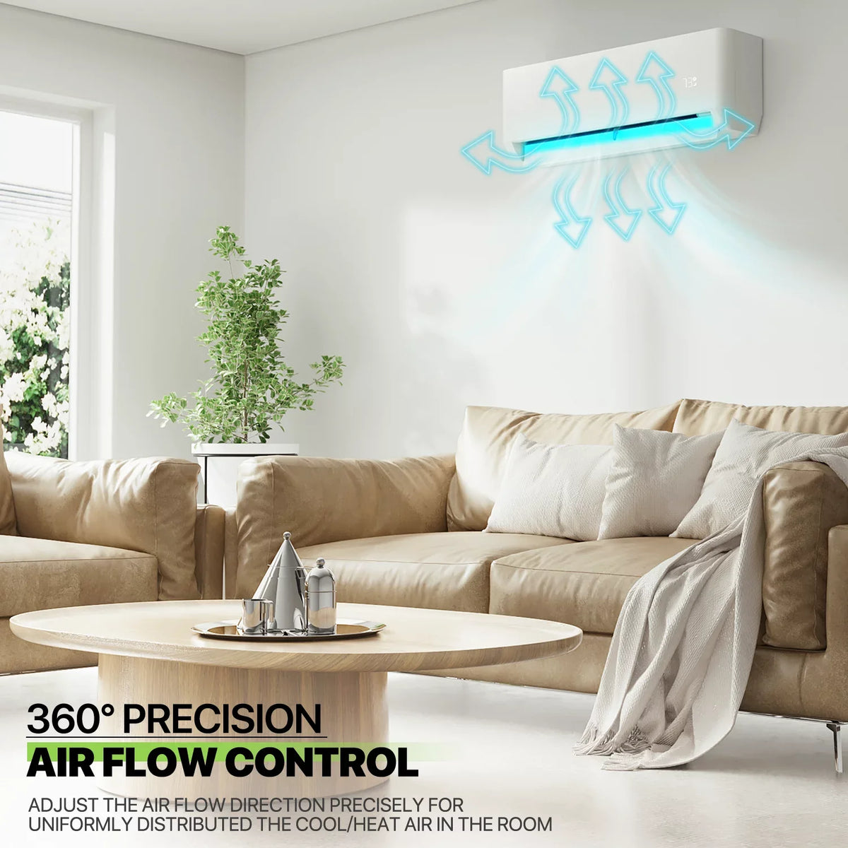 Magshion 9000 BTU 22 SEER Mini Split Air Conditioner & Heater Ductless Inverter System, Cools Up to 400 Sq.Ft., AC Unit with WIFI Smart Control & Pre-Charged Condenser, White