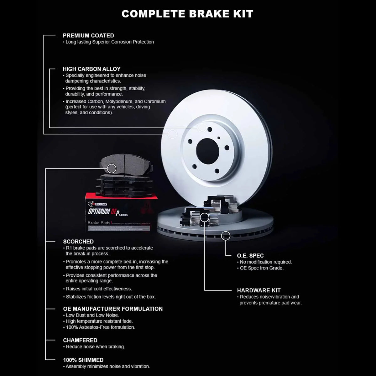 R1 Concepts Wduh1 76161 R1 Concepts Carbon Series Brake Rotors With 5000 Oep Fits select: 1999-2003 LEXUS RX