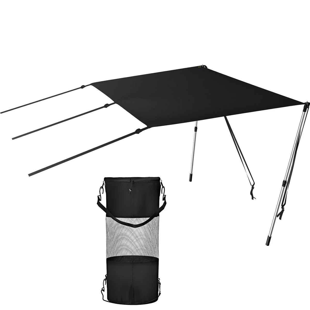 VEVOR 5'x5' UV-Proof T-Top Sun Shade Kit - 600D Polyester with Rustproof Telescopic Steel Poles, Fluid Easy Assembly for T-Tops & Bimini Tops