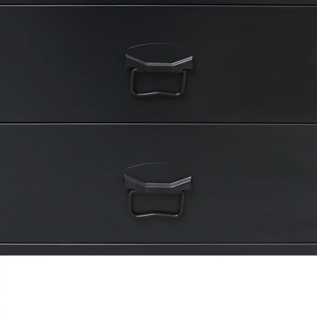 Anself Industrial Style 4 Drawer Dresser Storage Chest with Handles Metal End Side Cabinet Bedroom Living Room Entryway Hallway Furniture Decor 30.7 x 15.7 x 36.6 Inches (W x D x H) Black