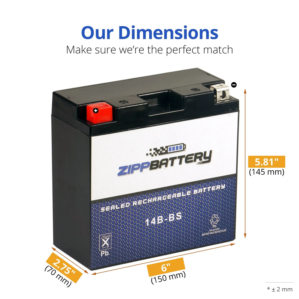 Zipp Battery YT14B-BS (14B-BS 12 Volt,12 Ah, 135 CCA) Motorcycle Battery for Hyosungmotors 650cc Gv650 Se 2009