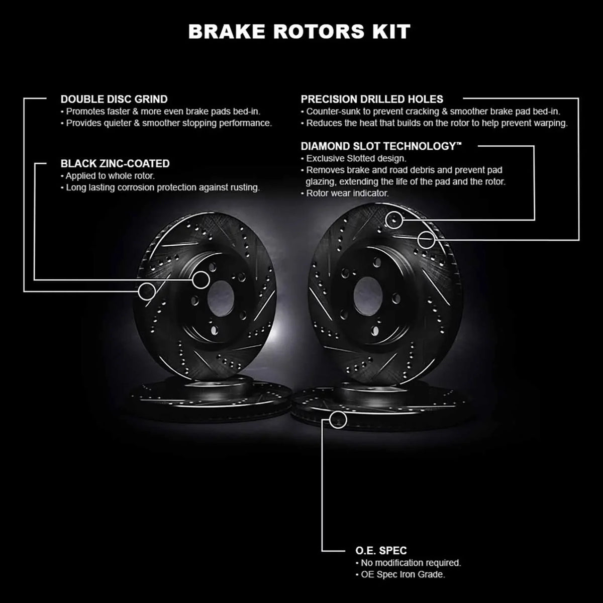 R1 Concepts Whpn2 54245 R1 Concepts Brake Rotor D/S Black Fits select: 2012 FORD FOCUS, 2013-2018 FORD FOCUS SE