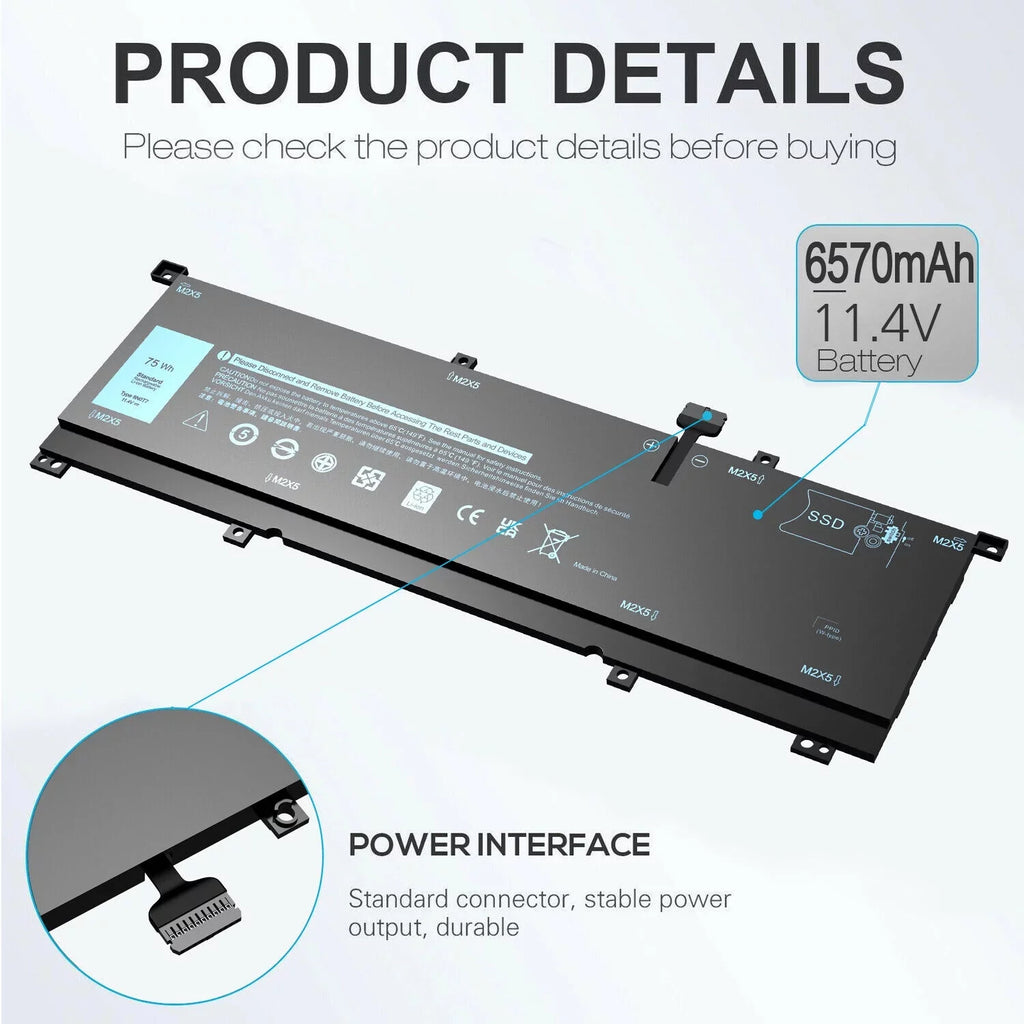 New 0TMFYT 8N0T7 Mobile pc Battery For XPS 15 9575 P73F Precision 5530 2-in-1
