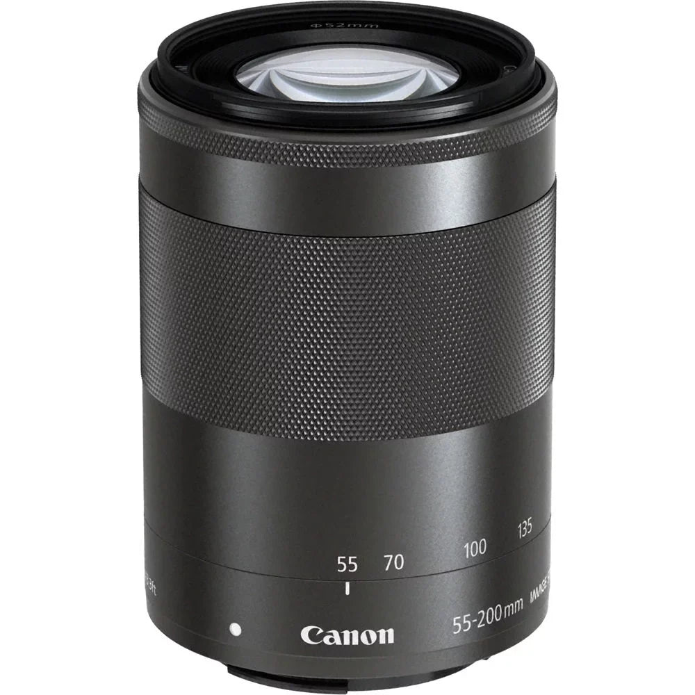 EOS M200 Mirrorless Camera (Black) + 55-200mm f/4.5-6.3 IS STM Lens (Black) +UV Filter + 64GB + Bag & More!