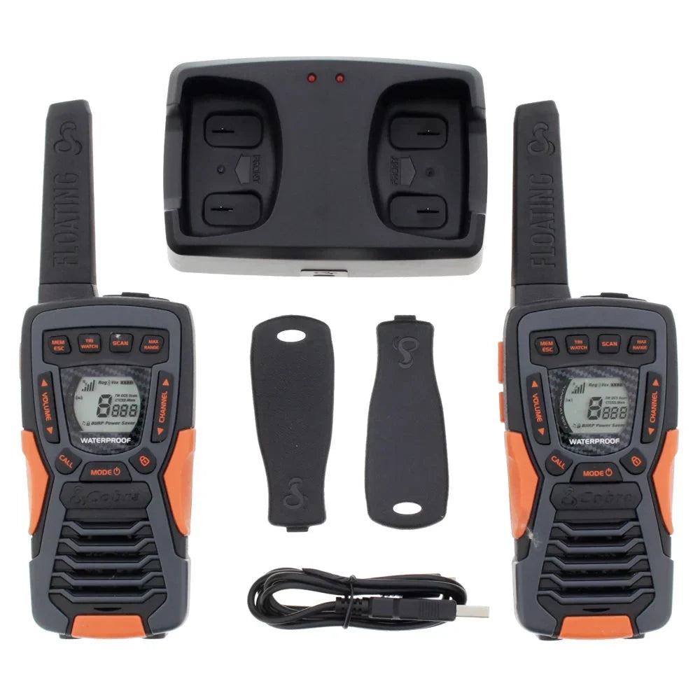 Cobra ACXT1035R FLT CAMO Fluid Walkie Talkies for Adults - Rechargeable, Floats, 22 Channels, Long Range 37-Mile Two-Way Radio Set (2-Pack)