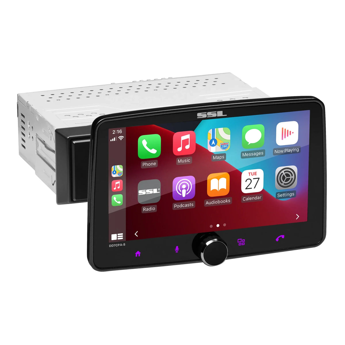 Sound Storm Laboratories DD7CPA-S Car Audio Stereo System - CarPlay, Android Auto, Single Din with 7 Inch Display Bluetooth Audio & Calling Head Unit, No CD Player, Radio Receiver