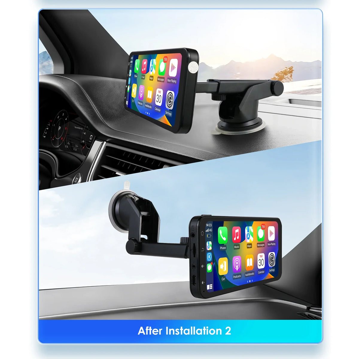 Hizpo GPS Navigation Bluetooth 6.25 Inch Monitor 360° Adjustable FM Car Radio Stereo Head Unit Receiver With Carplay Android Auto And Backup Camera
