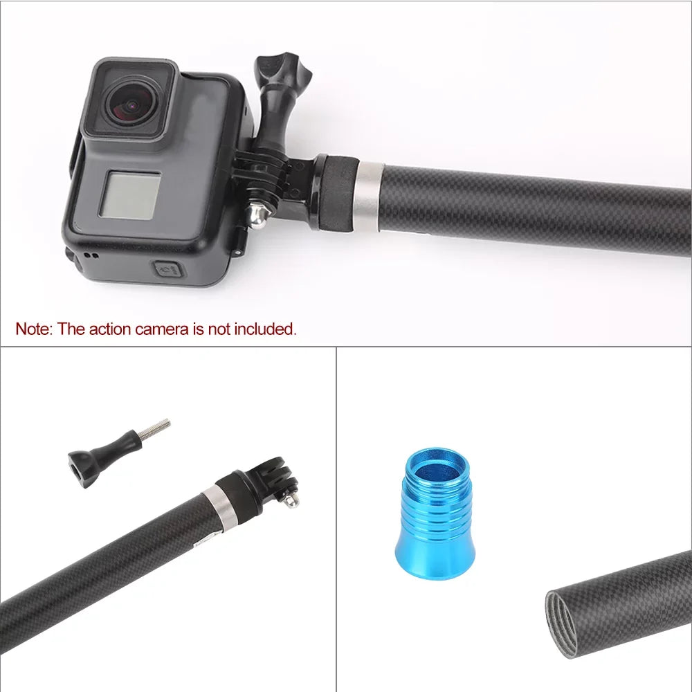 TELESIN 2.7M/106 Inch Ultra Long Carbon Fiber Selfie Stick Lightweight Extendable Handheld Pole Monopod Replacement for GoPro Hero 9/8/7/6/Hero 5 Black(2018) Replacement for One R OSMO Action Camera