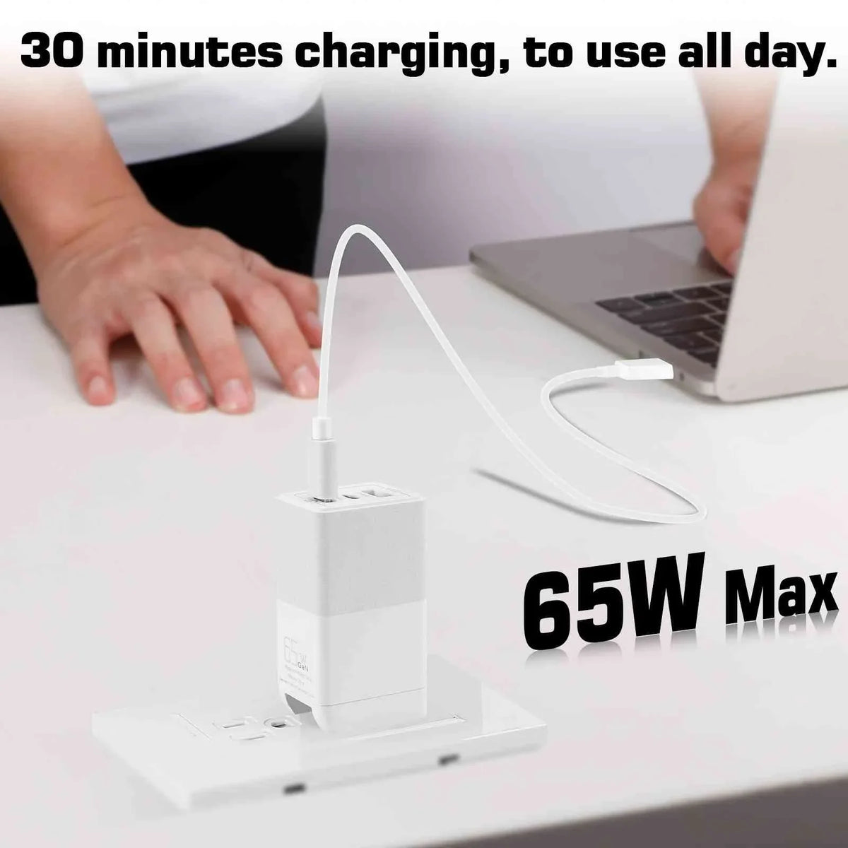UrbanX 65W Fast Travel Charger with 3 Ports USB & Dual USB-C High-Speed Charging Compatible with Ulefone Power Armor 16 Pro/Armor 15/Power Armor 14 Pro/Power Armor 14/Armor 12 5G, iPhone,