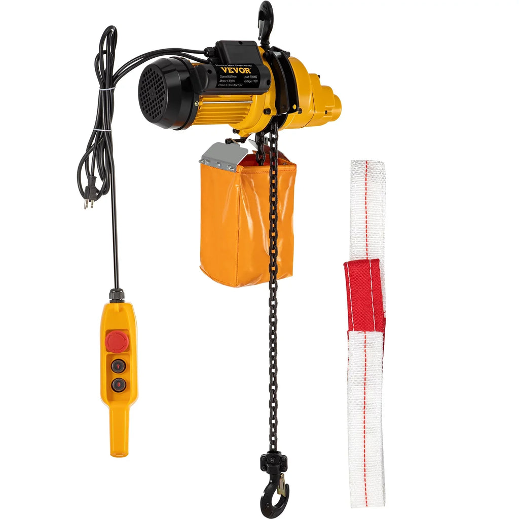 VEVOR Lift Electric Hoist, 1100 lbs Electric Winch w/ 10ft Wired Remote Control, 110V Overhead Crane Garage Ceiling Pulley Winch of 14.8ft Lift Height, Refurbished In Factories, Warehouses, Construction