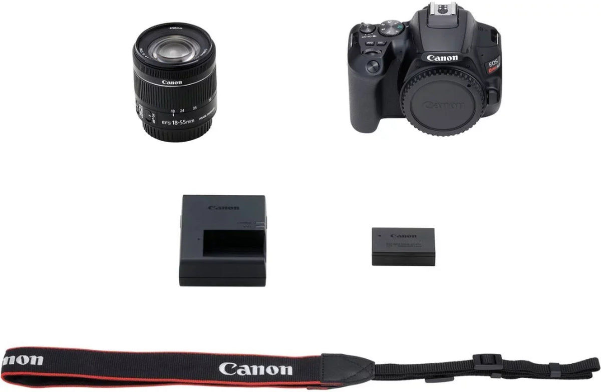 EOS Rebel SL3 DSLR with EF-S 18-55mm STM Lens, 32GB Memory, Case, Flash, and Accessory Bundle