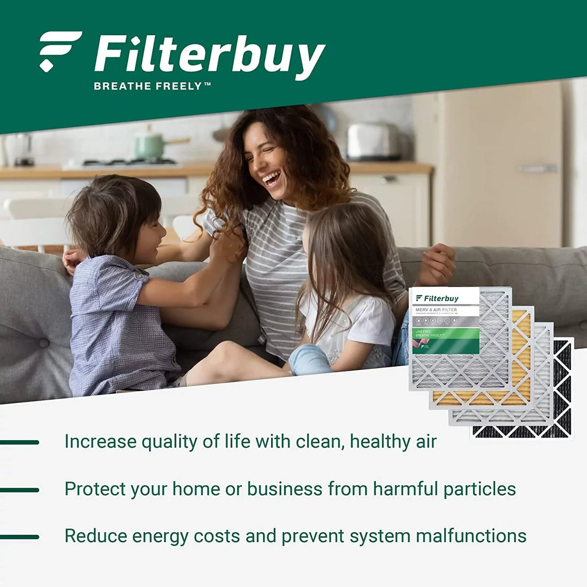 Filterbuy 20x20x1 MERV 11 Pleated HVAC AC Furnace Air Filters (2-Pack)