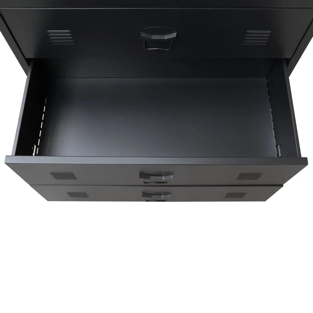 Anself Industrial Style 4 Drawer Dresser Storage Chest with Handles Metal End Side Cabinet Bedroom Living Room Entryway Hallway Furniture Decor 30.7 x 15.7 x 36.6 Inches (W x D x H) Black